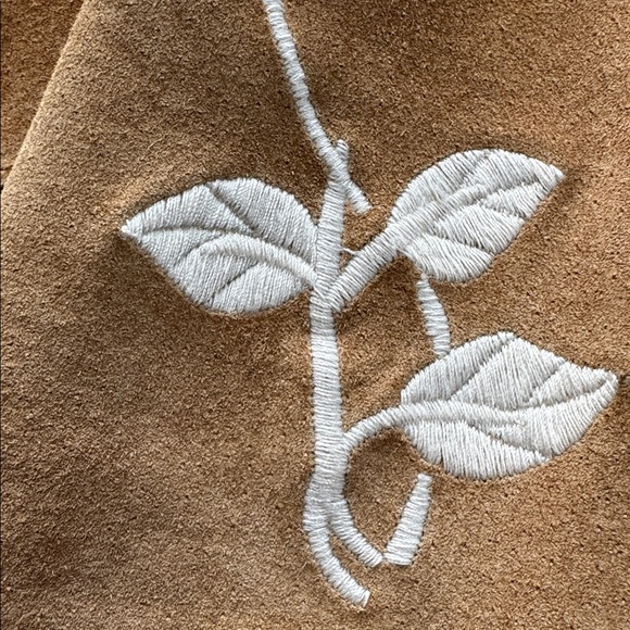 VINTAGE Arden B Tan Suede Floral Embroidered Blazer - Picture 6 of 9